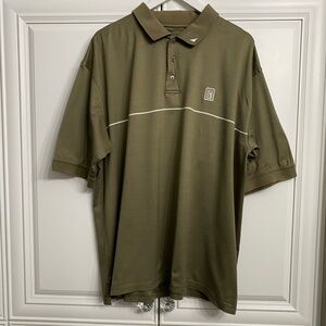 Ahead Men's Size XL Short Sleeve Polo Shirt In Camo Green w/White Stripe